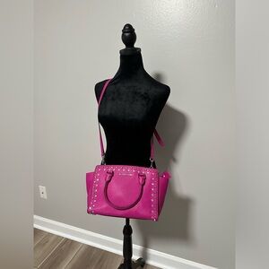 Hot pink studded satchel